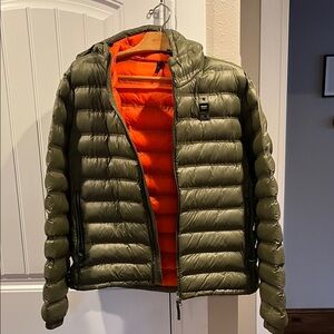 Blauer Khaki Puffer Jacket with Bright Orange Interior